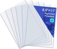 12 Pack 8.5" X 11" Rigid Print Protectors, Clear Waterproof Hard Plastic Page Sh