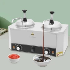 Double Heads Sauce Warmer Sets Electric Cheese and Chili Warming Machine Kits