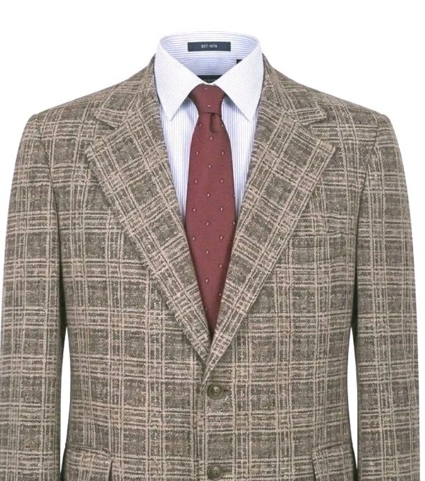 Bespoke Blazer Mens 42 Brown Check Plaid Sport Coat Jacket Retro Classic Vtg 70s