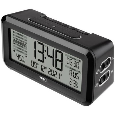 TFA Dostmann 60.2562.01 Radio Controlled Alarm Clock Black, Silver Alarm Times