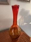 Vintage Blenko Hand Blown Art Glass 11” Red Yellow Orange Amberina Ruby Orange
