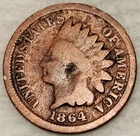 1864 US Indian Head Cent 1C Penny - G/VG - #14667