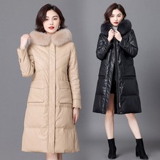 Piumino donna medio lungo pelle pelliccia di volpe collo piumino ispessito outwear