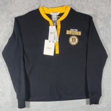 Boston Bruins Women's WEAR by Erin Andrews Long Sleeve Henley Shirt Size Medium