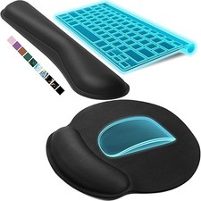 Premium Memory Foam Keyboard Wrist Support Bar and Mouse Wrist Rest Pads Set