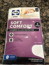 New Sealy Elite Soft Comfort 2 Pack Zippered Pillow Protector Standard/Queen