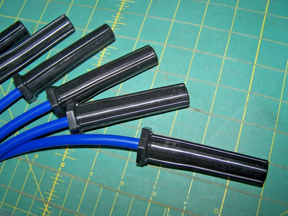 Cables de bujía Ford en línea 6 cilindros 64-83 170 200 250 HEI 8mm silicona AZUL Foto 3 de 4