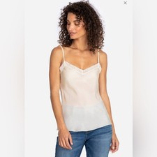 Love Johnny Was short slip camisole 100 silk size L with lace trim