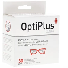 OptiPlus Ultra 30-Count Pre-Moistened Ultra Soft Lens Wipes, 6.25" x 4"