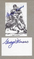 George Musso Signed Autograph Chicago Bears Original Postcard & 3 X 5 Index Card