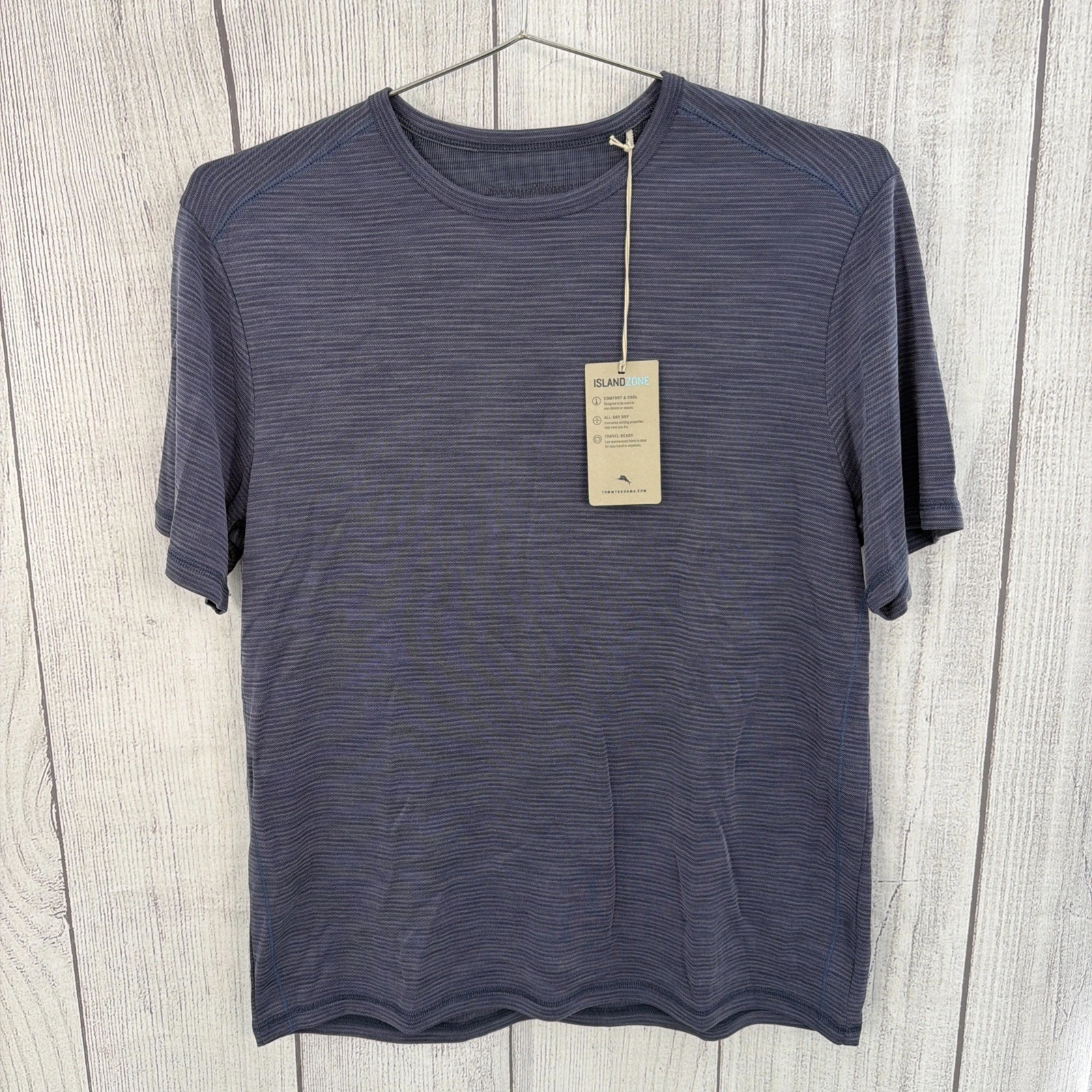 Tommy Bahama T-Shirt Mens MEDIUM Heathered Blue Island Zone Performance Tee