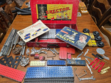 GILBERT Erector Set PARTS LOT - Includes Red Metal Case Manual