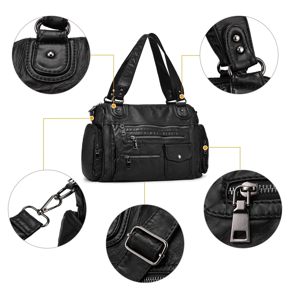 Damen Handtasche Tasche Leder Schultertasche Damentasche Crossbody Umhängetasche - Bild 4 von 4