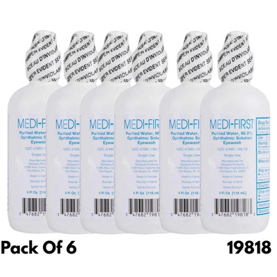 Medi-First Ophthalmic Solution Eye Wash Bottle, 4 Fl Oz. 6Ct - 19818