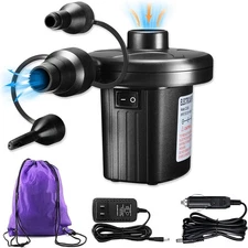 Electric Air Pump, 110V AC/12V DC Portable Air Mattress Two-Way Universal Inf...