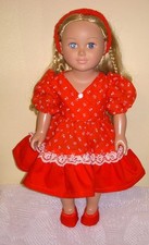 18 inch doll clothes that will fit most 18" dolls, homemade, red dress w/access