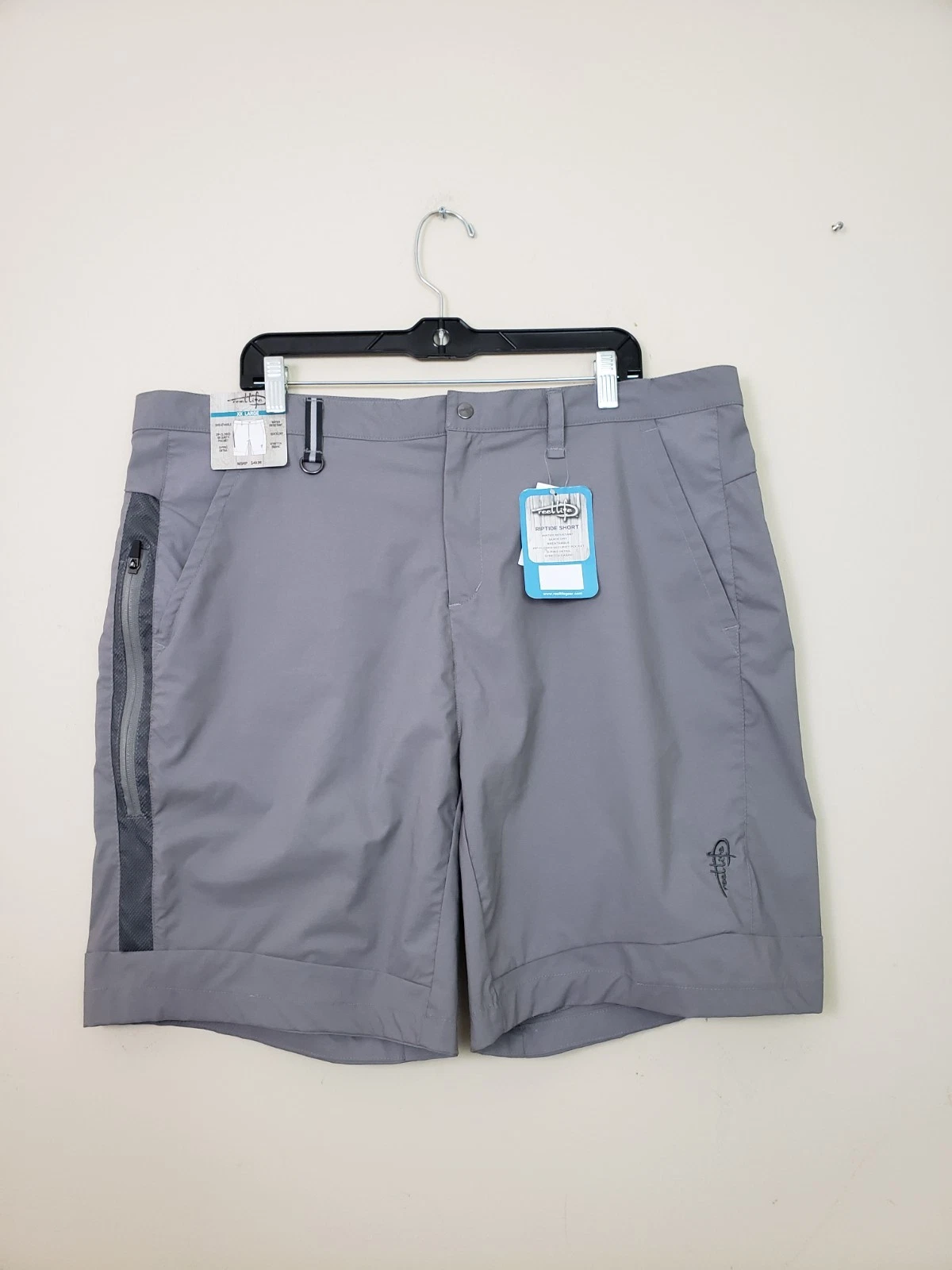 Reel Life Men Shorts Size XXL Riptide Fishing Grey Quick Dry Stretch Ocean