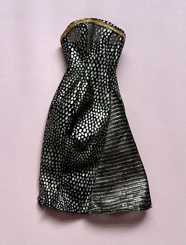 🖤 Pastiche 🖤 Vintage 90s Gold Strapless Doll Outfit Dress Fits Sindy Barbie