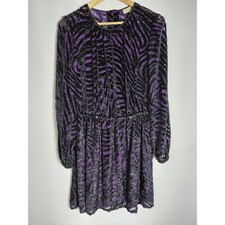 MICHAEL MICHAEL KORS Purple Zebra Print Dress Long Sleeve Crew Neck Women Size M