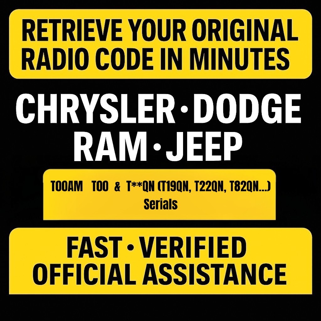 ✓ Dodge RAM Radio Code Unlock | T00AM T00 T00QN | Serial Based
