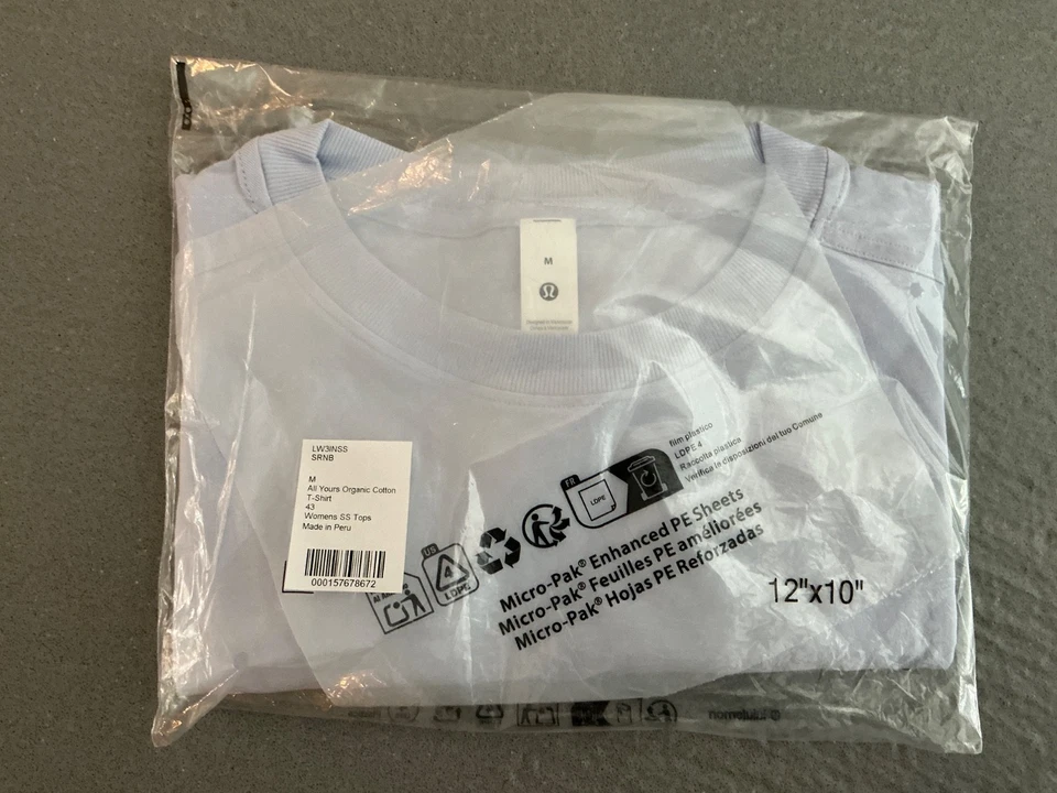 Camiseta Lululemon All Yours Algodón Orgánico Cuello Redondo Mediana M, Nueva Con Etiquetas Azul Sereno Foto 4 de 4