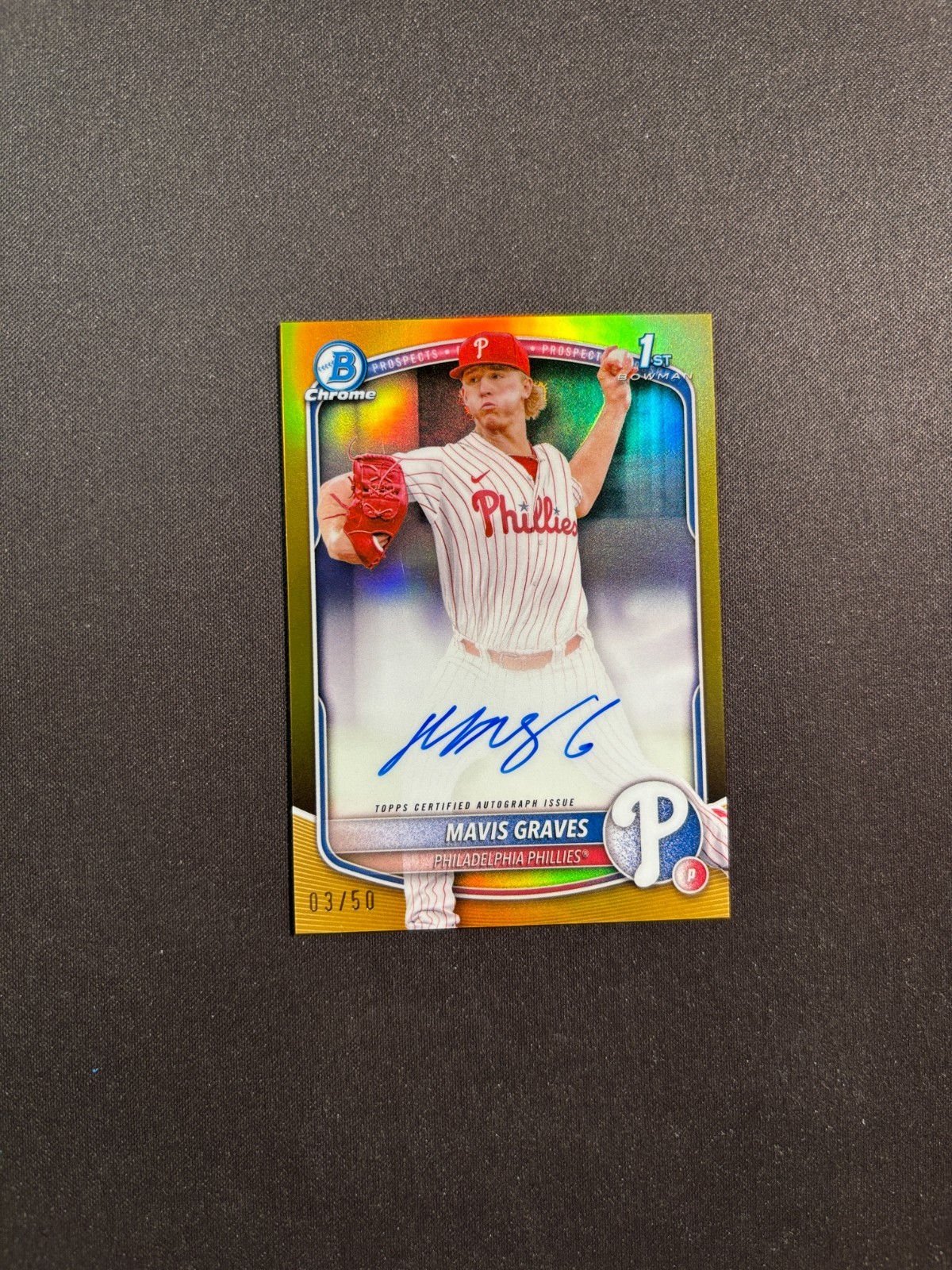 2025 Bowman Chrome #CPA-MG Mavis Graves 1st Gold Refractor Auto 03/50 BJWW