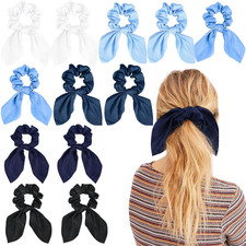 12 PCS Bow Hair Scrunchies Bunny Ears Silk Scrunchies Hair Ties Bobbles Elastic