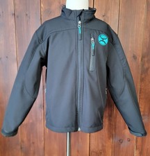 Hooey Youth Small Black  Turquoise Softshell Jacket Full Zip Waist Drawstring