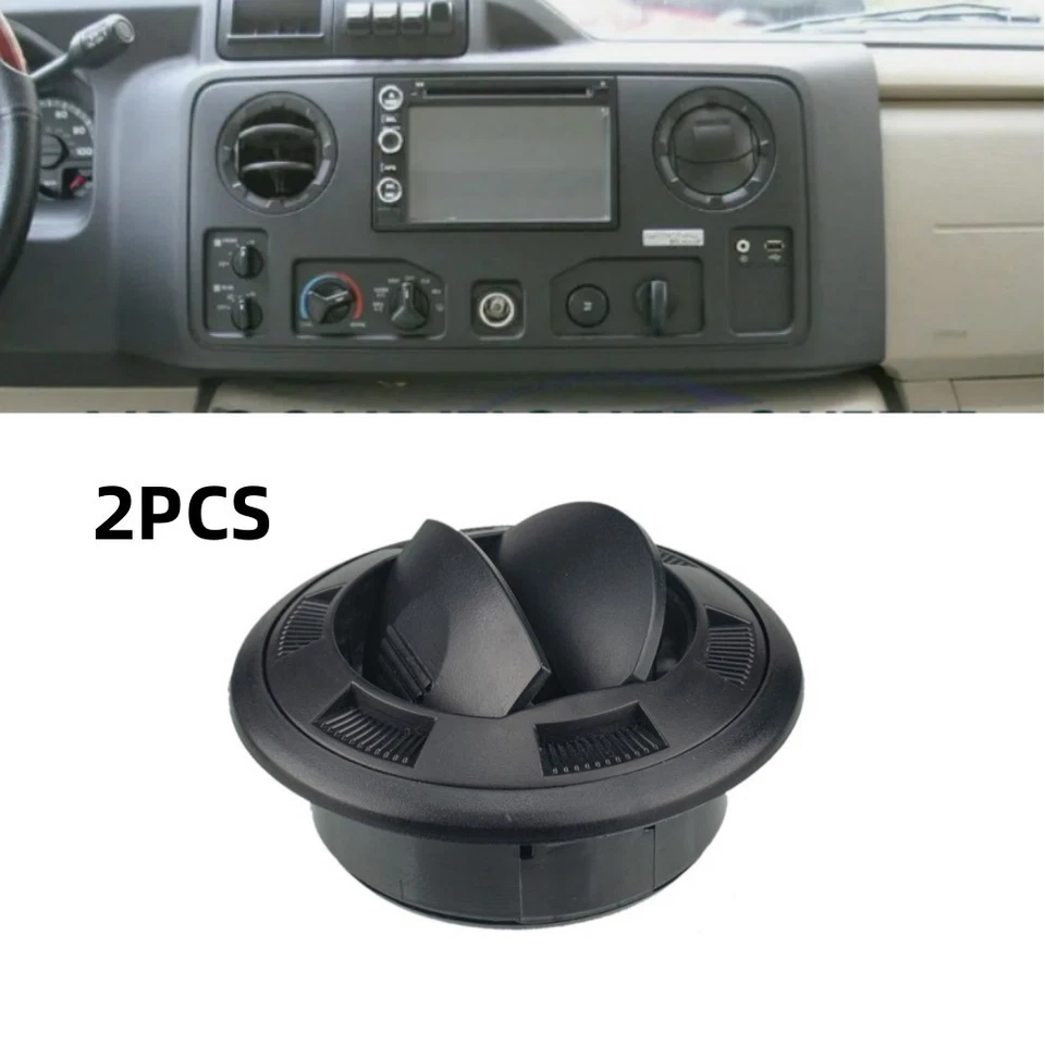 2X Universal 75mm RV Bus Car Boat Yacht A/C Air Conditioning Outlet Vent Black Foto 2 de 4