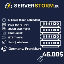 EUROPE | GERMANY VPS - WINDOWS 2019/2022 RDP SERVER  10vCPU 64GB RAM 400GB NVMe
