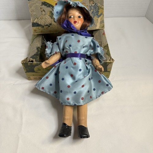 Vintage Fairyland Doll Cat. No 8 Mary Bisque Doll Blue Dress Polka Dots - Picture 16 of 21