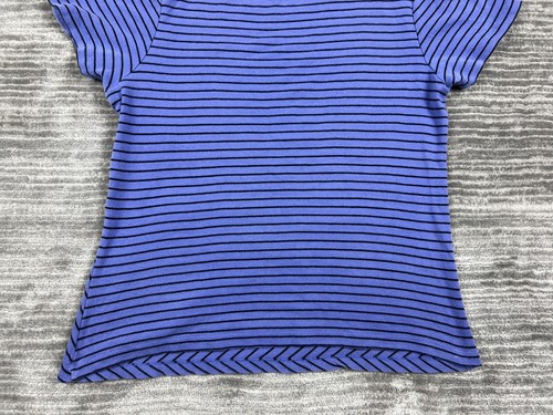 Style & Co. Top Womens Large Blue Striped Shortsleeve Casual 100% Cotton - Picture 7 of 9