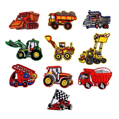 10Pcs DIY Car Excavator Embroidery Fabric Clothes Patches Kids Shirts Bag Pants - Picture 1 of 10