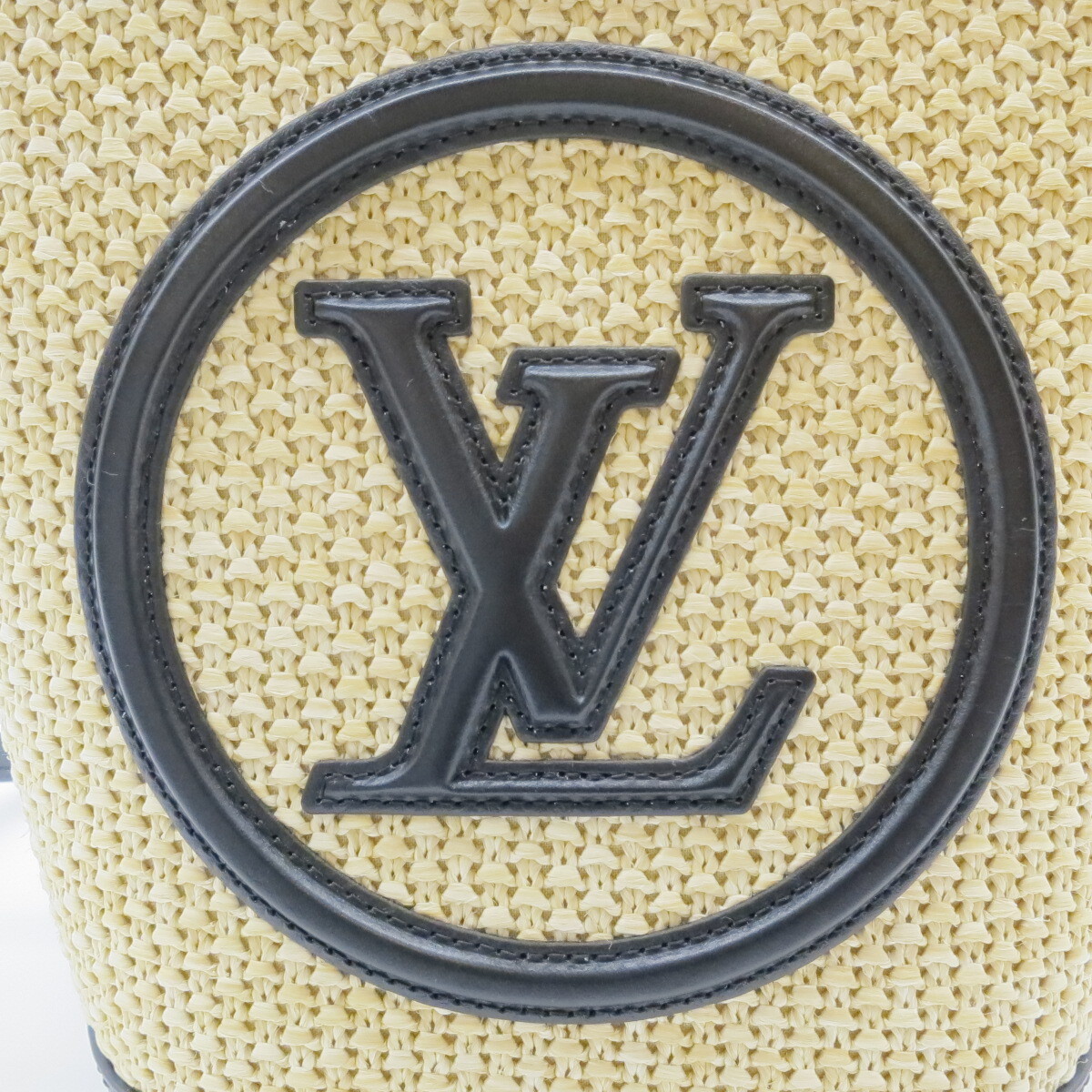 Auth LOUIS VUITTON Petite Bucket 2WAY Knit Raffia Hand Bag M59961  