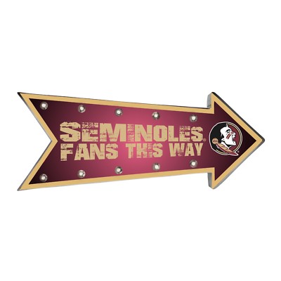 Florida State Seminoles Arrow Marquee Sign - Light Up - Room Bar Decor NEW 18'' 