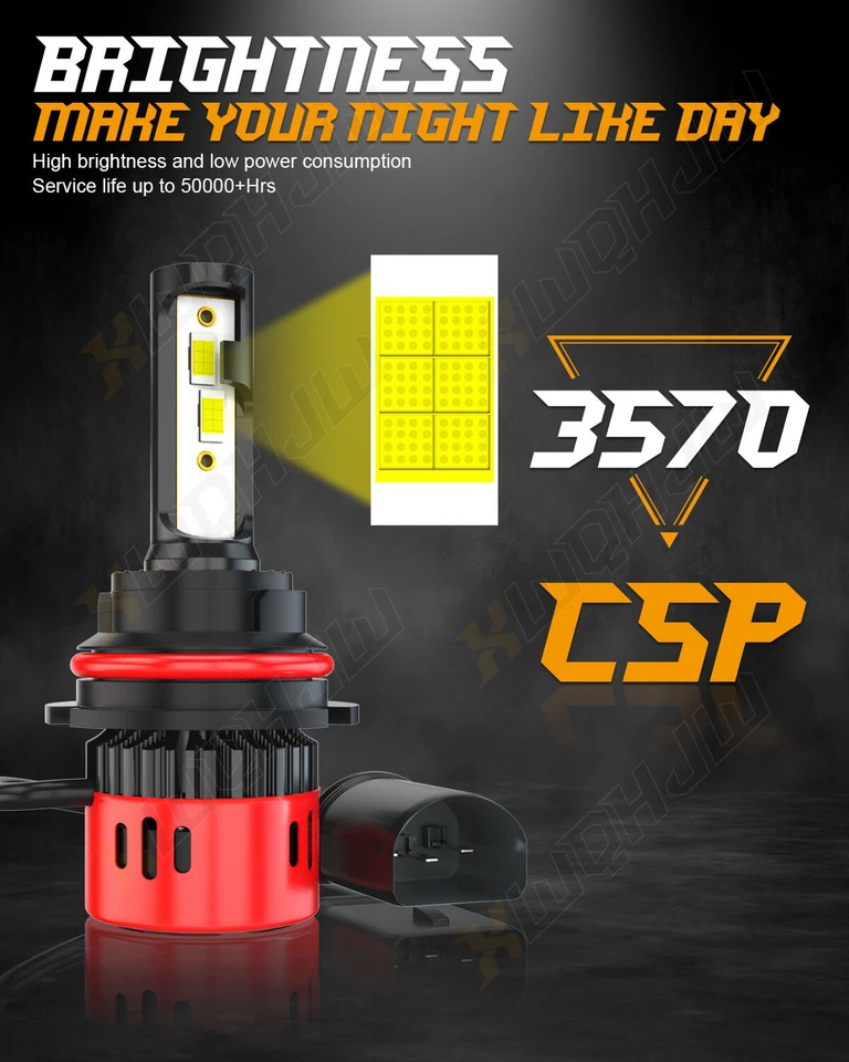 For Buick ROADMASTER 1991-1996 2pc 9004 LED Headlight High Low Beam Bulbs 6000K - Image 2 of 4