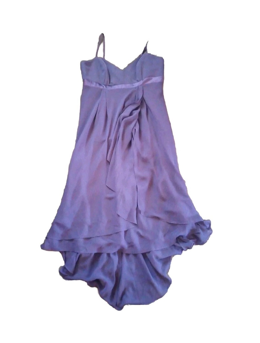 Alfred Angelo Bridesmaid Dress Purple Eggplant High Low Midi Spaghetti  Strap | eBay
