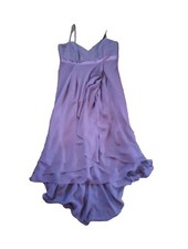 Alfred Angelo Bridesmaid Dress Purple Eggplant High Low Midi Spaghetti Strap