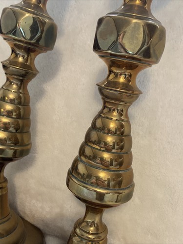 2x ANTIQUE England Large 13” Brass Candlesticks Candle Stick Holder Reg’d 223580 - Picture 20 of 24