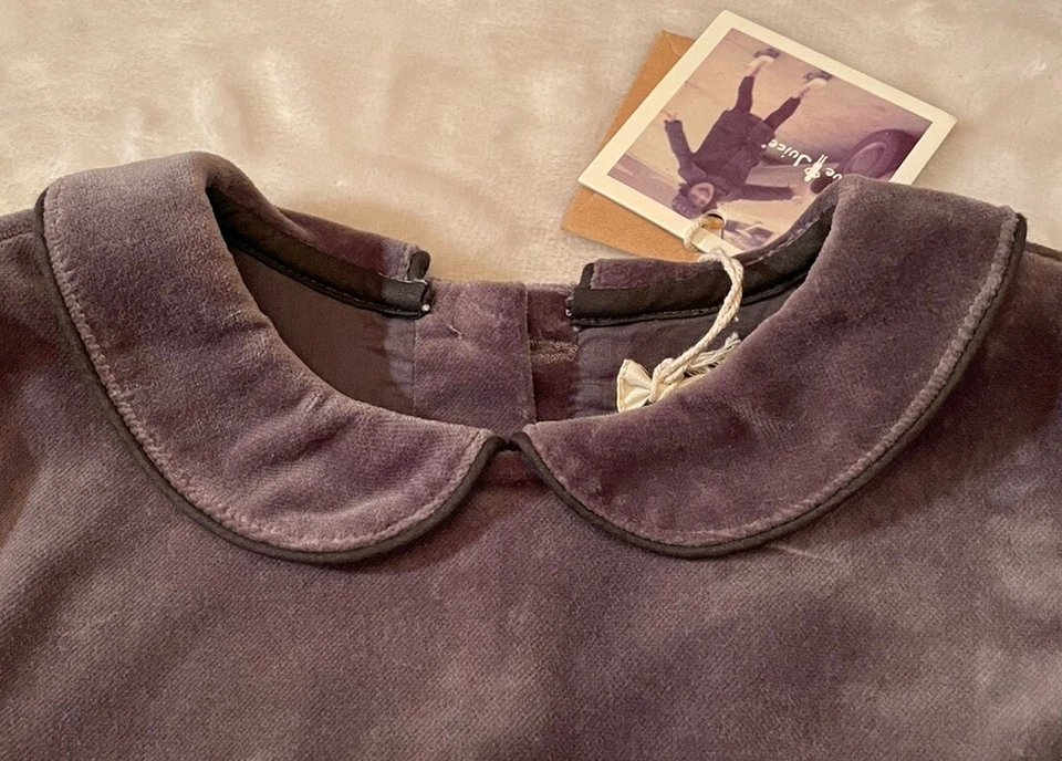 Оливковый сок серый бархат платье Питер Пэн воротник размер 4 года новый с Ярлыками - Изображение 4 из 4