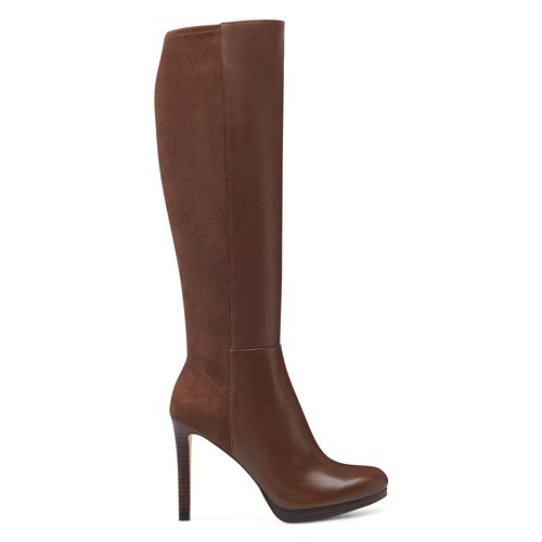 NINE WEST - QUIZME, Brown REAL leather/suede knee high boots, 4.25" heel SZ 8 - Picture 2 of 6