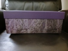 Memory Box Photos Pictures Storage Box Purple Floral Paisley Label Bracket