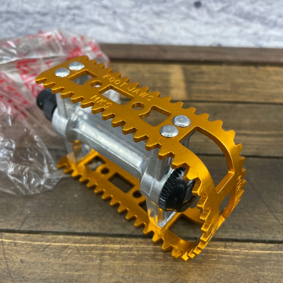 MKS ноги челюсти педали золото BM-10 NOS 9/16 старая школа BMX OG 1980-х Японии BM10 новый - Изображение 2 из 4