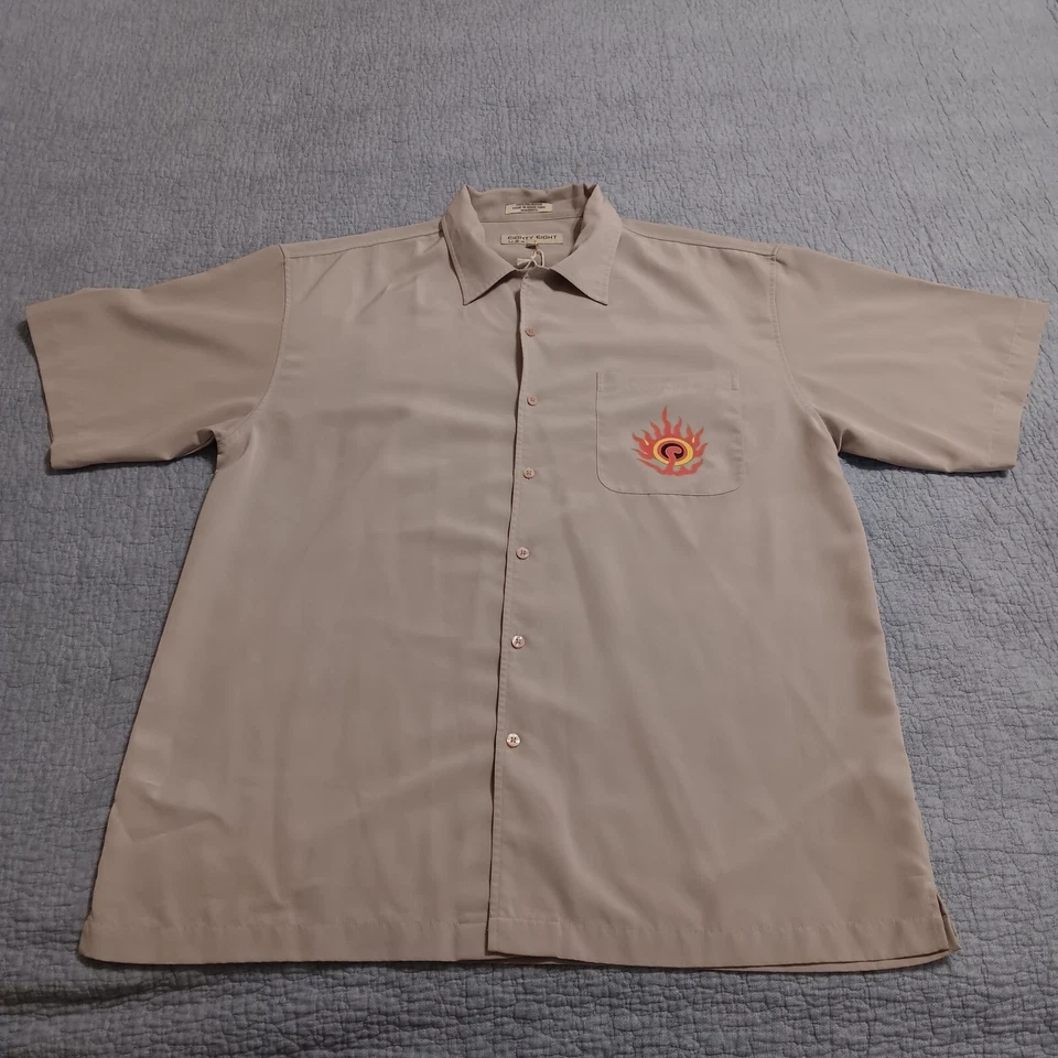 VTG Eighty Eight Dragon Embroidered Bowling Button Up Shirt XL Beige Hong Kong - Image 2 of 4