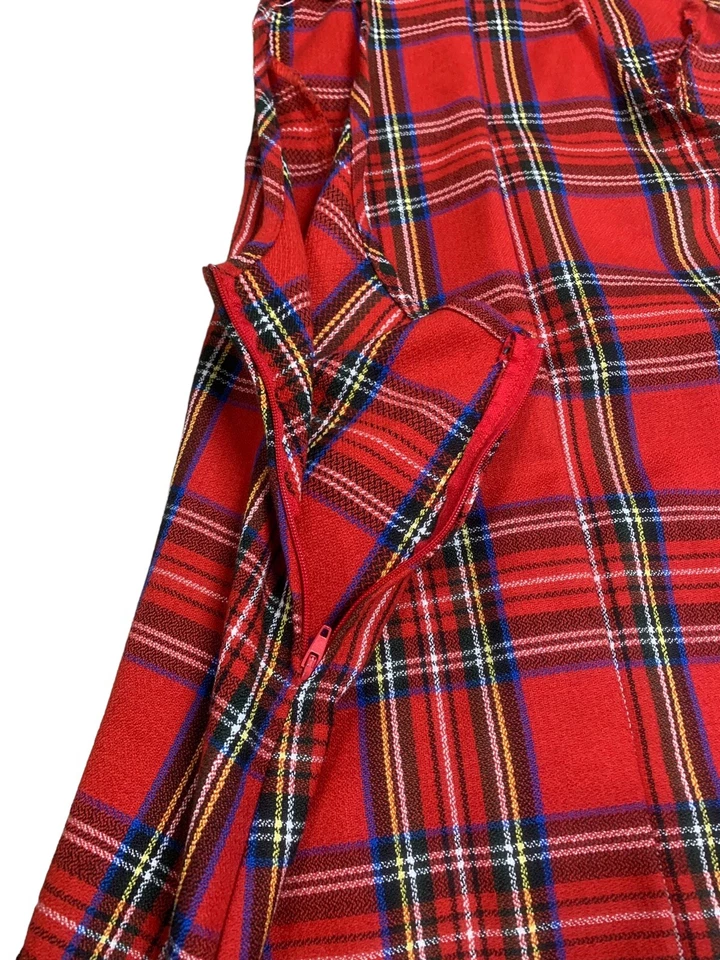 Mono a Cuadros Rojo Y2K Vestido Babero Grunge Punk Gótico Emo Despistada Escuela Niña L Foto 3 de 4