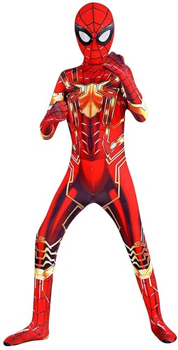 For Adult & Kids Golden Iron Spider-Man Cosplay Costume Superhero Zentai Suit - Picture 3 of 22