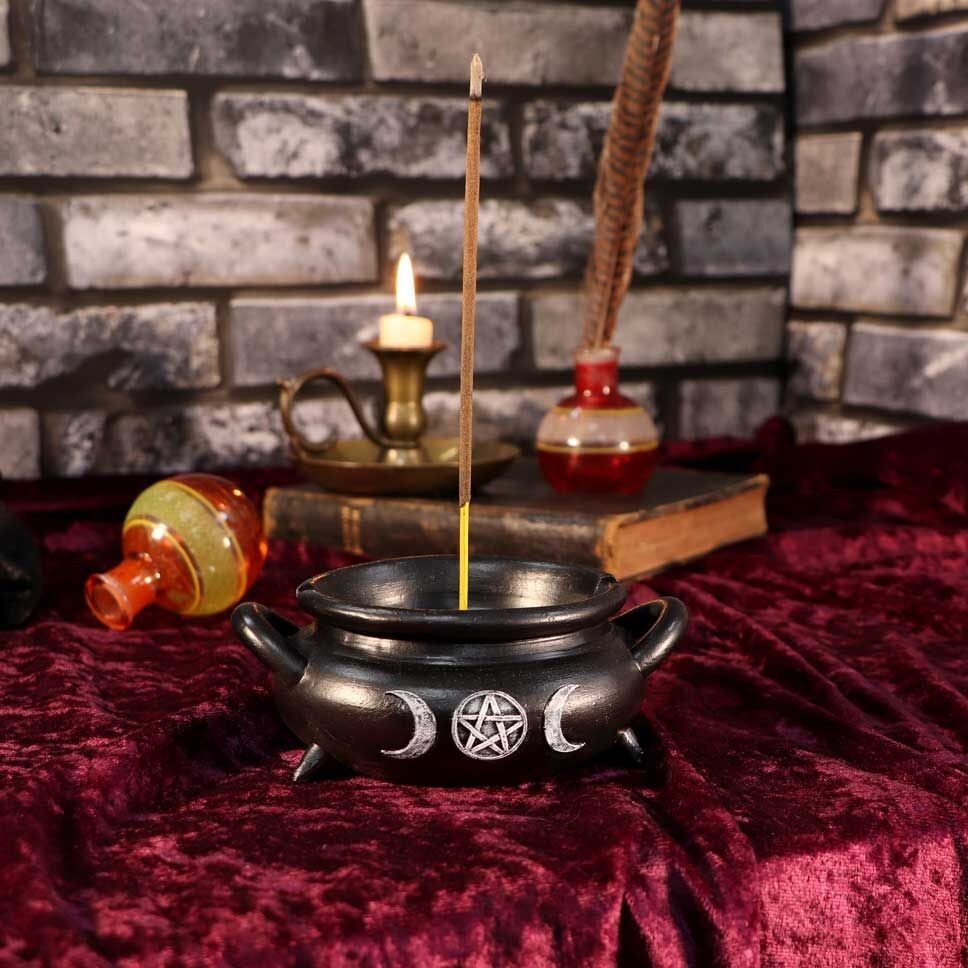 INCENSE HOLDER CAULDRON BUBBLE BLACK WICCAN  SMELLY WITCHES WITCH 5cm tall NEW