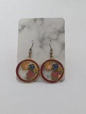 Multicolor Flower Floral Butterfly Circle Hoop Dangle Earrings