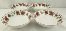 Martha Stewart Set 4 Christmas Bowls Poinsettia Bouquet Pinecone A