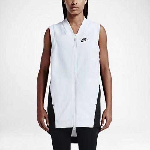 $150 NWT NIKE SzM TECH FLEECE MESH FULL ZIP COCOON VEST WHITE/BLACK - Image 4 of 4